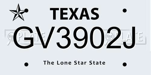 GV3902J Texas License Plate