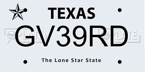 GV39RD Texas License Plate