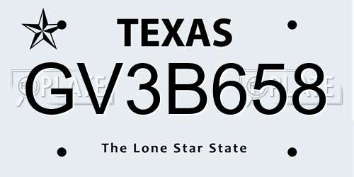 GV3B658 Texas License Plate