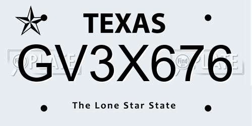 GV3X676 Texas License Plate