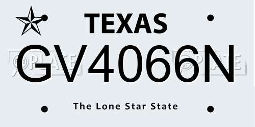 GV4066N Texas License Plate