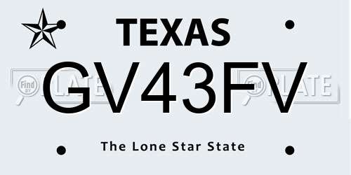GV43FV Texas License Plate
