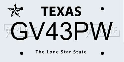 GV43PW Texas License Plate