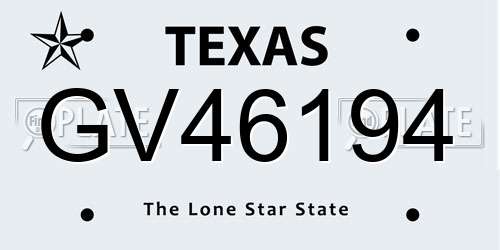 GV46194 Texas License Plate