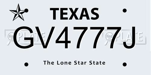 GV4777J Texas License Plate