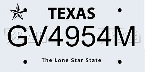 GV4954M Texas License Plate