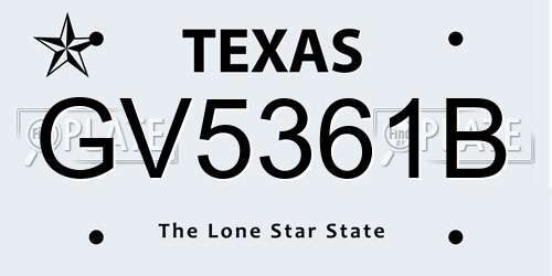 GV5361B Texas License Plate