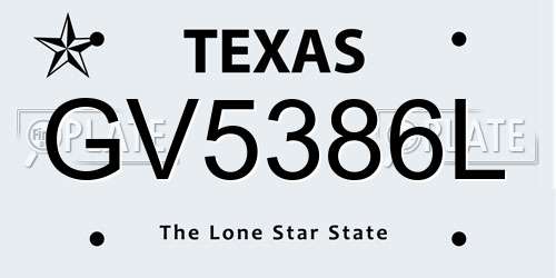 GV5386L Texas License Plate