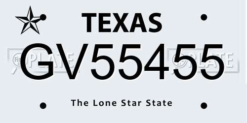 GV55455 Texas License Plate