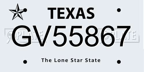 GV55867 Texas License Plate