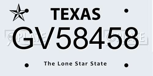 GV58458 Texas License Plate
