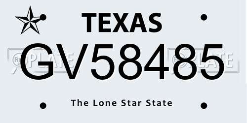 GV58485 Texas License Plate
