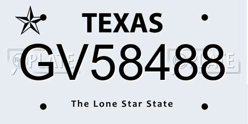 GV58488 Texas License Plate
