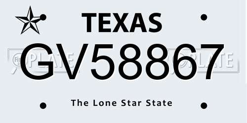 GV58867 Texas License Plate