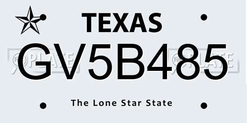 GV5B485 Texas License Plate
