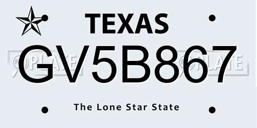 GV5B867 Texas License Plate