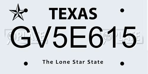 GV5E615 Texas License Plate