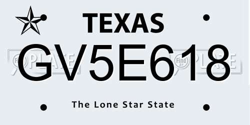 GV5E618 Texas License Plate