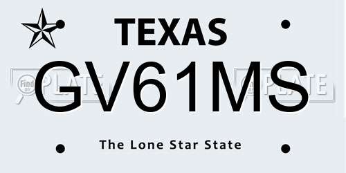 GV61MS Texas License Plate