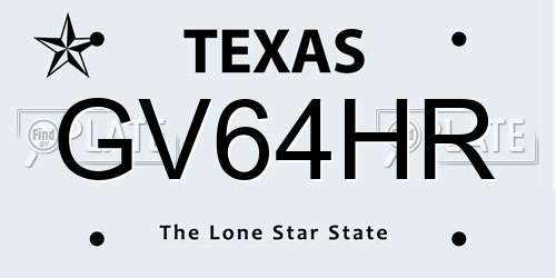 GV64HR Texas License Plate