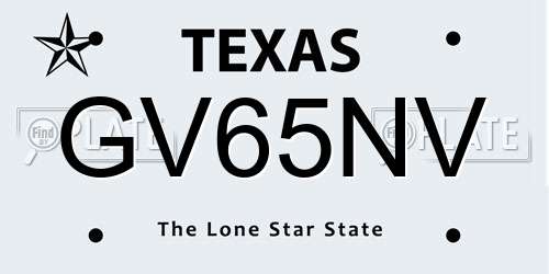 GV65NV Texas License Plate