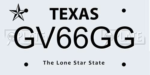GV66GG Texas License Plate