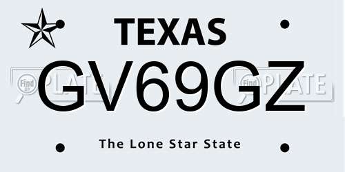 GV69GZ Texas License Plate