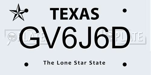 GV6J6D Texas License Plate