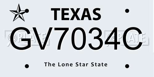 GV7034C Texas License Plate
