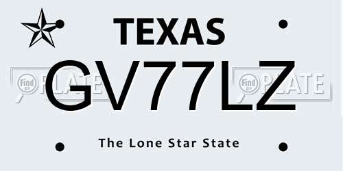 GV77LZ Texas License Plate