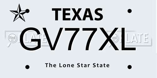 GV77XL Texas License Plate