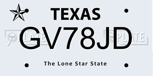 GV78JD Texas License Plate