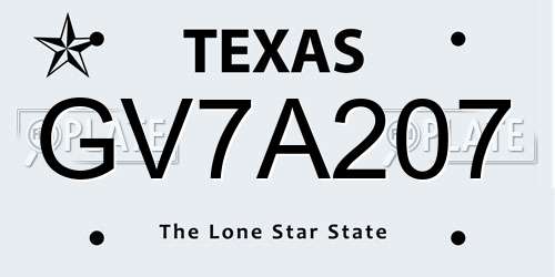 GV7A207 Texas License Plate