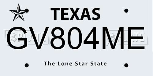 GV804ME Texas License Plate