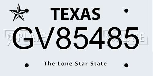GV85485 Texas License Plate