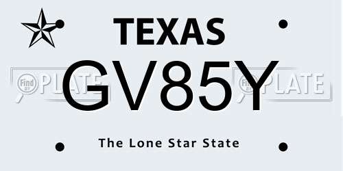 GV85Y Texas License Plate