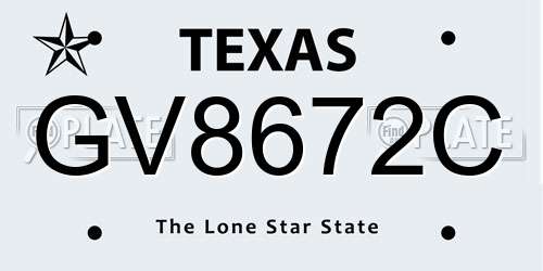 GV8672C Texas License Plate