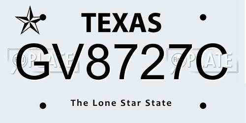 GV8727C Texas License Plate