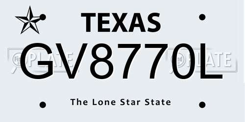 GV8770L Texas License Plate