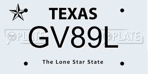 GV89L Texas License Plate