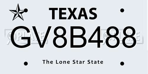 GV8B488 Texas License Plate