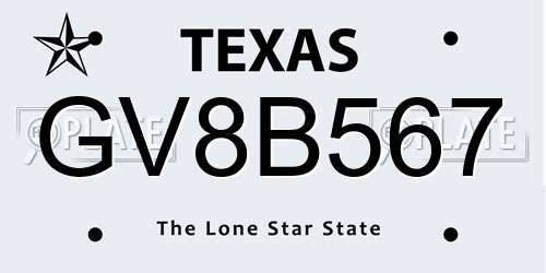 GV8B567 Texas License Plate