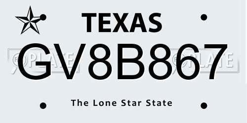 GV8B867 Texas License Plate