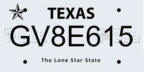 GV8E615 Texas License Plate