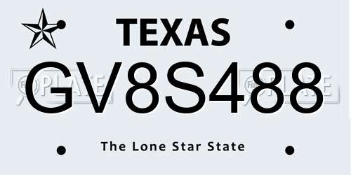 GV8S488 Texas License Plate