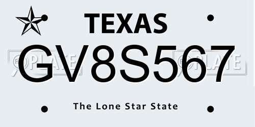 GV8S567 Texas License Plate