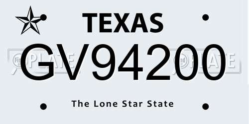 GV94200 Texas License Plate