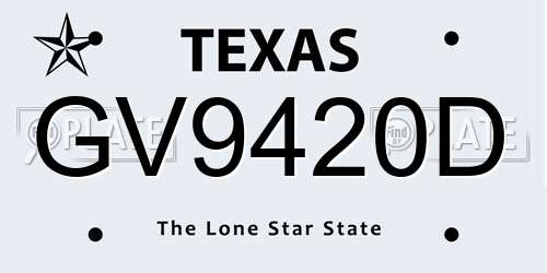 GV9420D Texas License Plate
