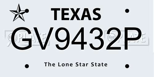 GV9432P Texas License Plate