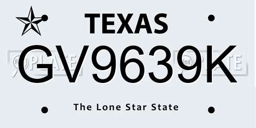 GV9639K Texas License Plate